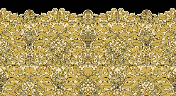 Kaleidoscopic Gold Black Pattern Computer Graphics Can Used Design Textiles — Stock Photo, Image