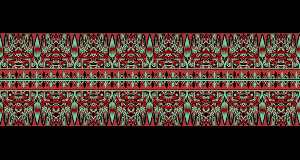 Digital Textile Design Motif Geometrical Border Ethnic Style Decoration Botanical — Stok fotoğraf
