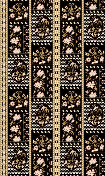 Patchwork Floral Σχέδιο Paisley Και Ινδικά Μοτίβα Λουλουδιών Σχέδιο Damask — Φωτογραφία Αρχείου