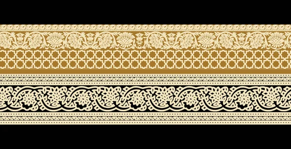 Бесшовная Граница Декоративными Этническими Элементами Марокканский Стиль Розовый Горизонтальный Арабский — стоковое фото