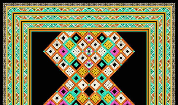 Ikat Geometrický Folklórní Ozdoba Pro Keramiku Tapety Textil Web Karty — Stock fotografie