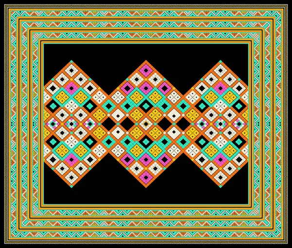 アジアスタイルの部族ファブリック幾何学的なパターン カーペット テキスト ロゴやその他の作品を飾るために使用 — ストック写真