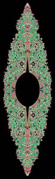 Oriental Vintage Ornament Flower Branches Curly Frame Indian Textile Style — Foto de Stock