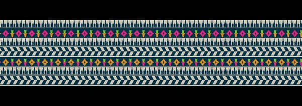 Geometrische Damascus Ornament Ikat Grens Etnische Borduursels Met Bladeren Monogrammen — Stockfoto