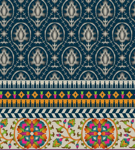 Hagyományos Azték Mexikói Etnikai Póló Design Összetétele Digitális Textil Nyomatok — Stock Fotó