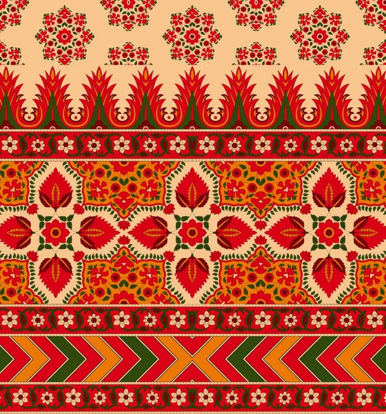 Dijital Tekstil Tasarımı Güzel Demet Geometrik Sınır Pürüzsüz Etnik Tarzda — Stok fotoğraf
