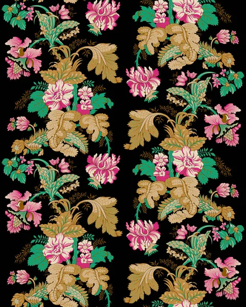 Ριγέ Μοτίβο Χωρίς Ραφή Floral Ταπετσαρία Πολύχρωμο Διακοσμητικό Περίγραμμα Στυλιζαρισμένα — Φωτογραφία Αρχείου