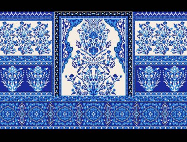 Tekstil ajrak sınırı siyah ve mehroon renkleri. Çerçeve Sınırı Sindhi ajrak stilinde Kızıl Arkaplan, resim.