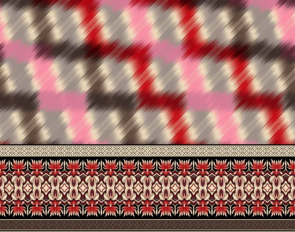 솔기없는 디자인 아즈텍 양탄자 만다라 칠면조 아프리카 인디언 수놓은 — 스톡 사진