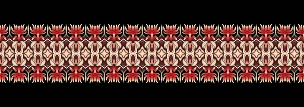 茶色の背景にイカットペイズリー刺繍 幾何学的な東洋のシームレスなパターン伝統 アステカスタイル抽象的なイラスト テクスチャ ファブリック ラッピング 印刷のためのデザイン — ストック写真