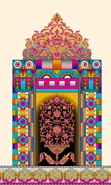Piękny Dekolt Kwiatowy Haft Geometryczny Etniczny Orientalny Wzór Tradycyjny Czarnym — Zdjęcie stockowe