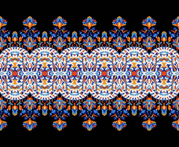Пейслі Прикордонний Дизайн Квіткою Текстильний Квітковий Візерунок Кордону Фоні Мушлі — стокове фото