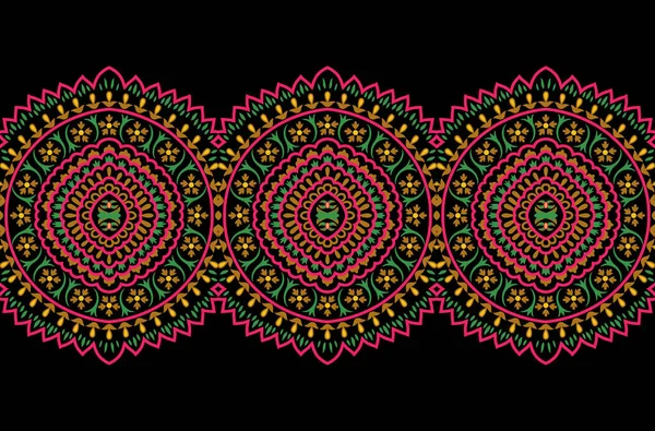 民族曼荼羅 三角形の手描き線幾何学的なシームレスなパターン 国境だ ネイティブイラスト アフリカメキシコ系インド人の東洋の装飾 ヘナのタトゥースタイル — ストック写真