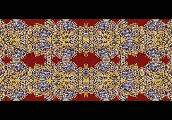Traditional Ethnic Geometric Shapes Border Mughal Art Baroque Multi Flower — 图库照片