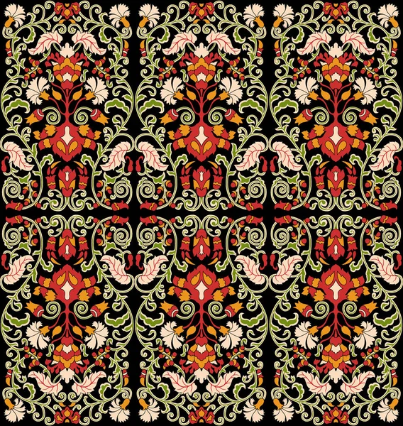 Kolorowy Bezszwowy Arabski Wzór Roślinami Wspinaczkowymi Elementami Dekoracyjnymi Indyjska Tapeta — Zdjęcie stockowe