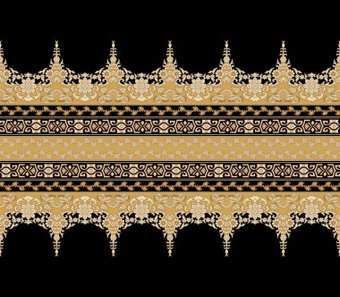 Digital design ornament,motif draws working illustration flowers and ornament motif India design elements Neckline pattern with watercolor, repeat the floral texture