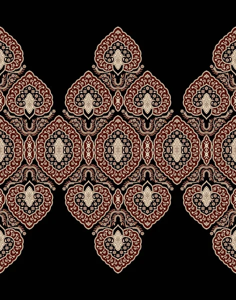 Design Traditionnel Asiatique Paisley Border Bordure Fleurs Textiles Numériques Différents — Photo
