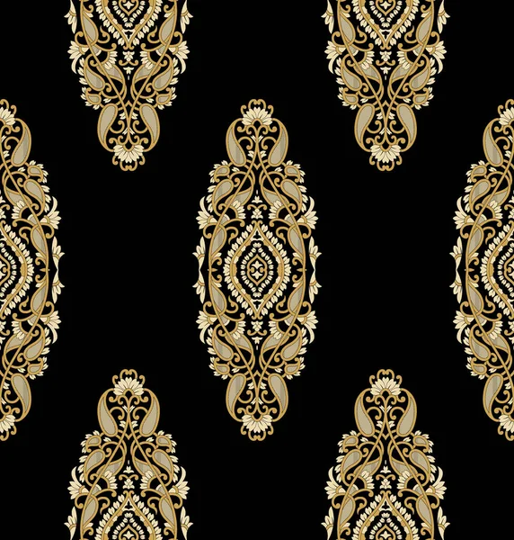 Black and gold luxury ornament seamless pattern. Traditional Turkish, Indian motifs. Great for fabric and textile, wallpaper, packaging or any desired idea.