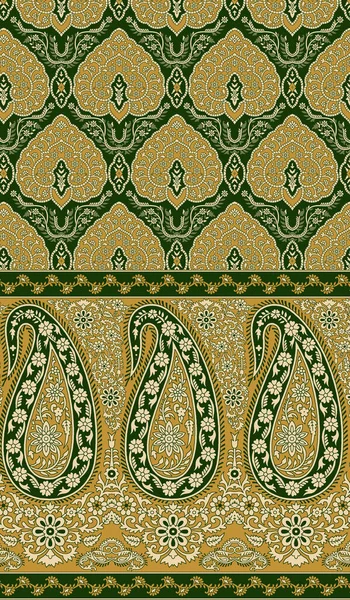 All Geometrical Border Paisley Pattern Brown Background Latest Textile Engraving — Stock Photo, Image