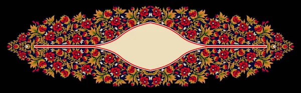 Oriental Vintage Ornament Flower Branches Curly Frame Indian Textile Style — Foto Stock