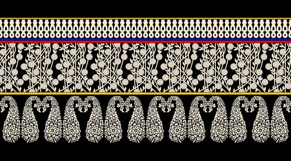 Pasy Bezszwowe Wzór Paisley Tapetą Motywem Kwiatowym Dekoracyjny Ornament Tkaniny — Zdjęcie stockowe