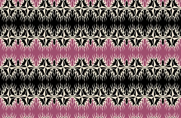 イカトの国境だ 幾何学的な民俗装飾 服を着ろ 部族のテクスチャ アステカスタイルのシームレスストライプパターン 民族刺繍 インド ジプシー メキシコ アフリカのラグ — ストック写真