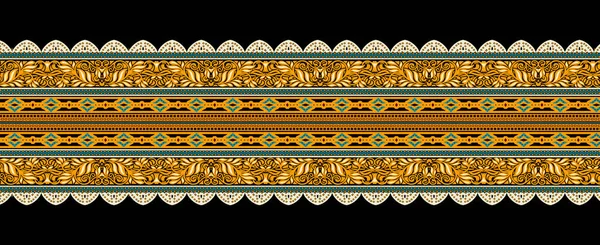 Piękny Geometryczny Ornament Etniczny Styl Projekt Granicy Ręcznie Wykonane Wzór — Zdjęcie stockowe