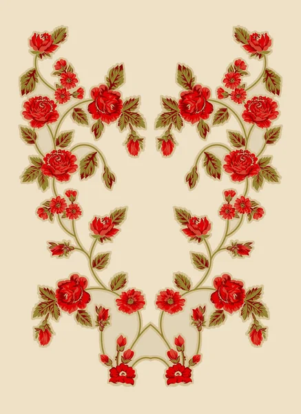 Mughal Dekorativní Květinový Věnec Barevný Motiv Znaku — Stock fotografie