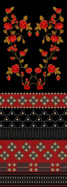 Bezproblémový Vzor Stylu Patchworku Vyšívaný Potisk Koberec Textil Tapety Balicí — Stock fotografie
