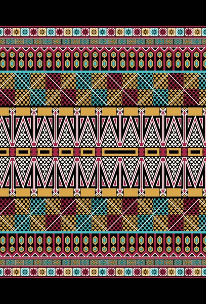 Племінний Безшовний Кольоровий Геометричний Рамковий Візерунок Етнічна Текстура Традиційний Орнамент — стокове фото