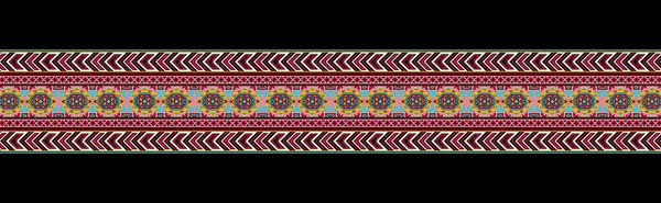 Floral Kreuzstich Stickerei Auf Marineblauem Hintergrund Geometrische Ethnische Orientalische Nahtlose — Stockfoto