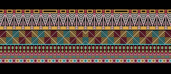 Бесшовный Традиционный Азиатский Пограничный Дизайн Ткань Этнической Печати Геометрический Бесшовный — стоковое фото