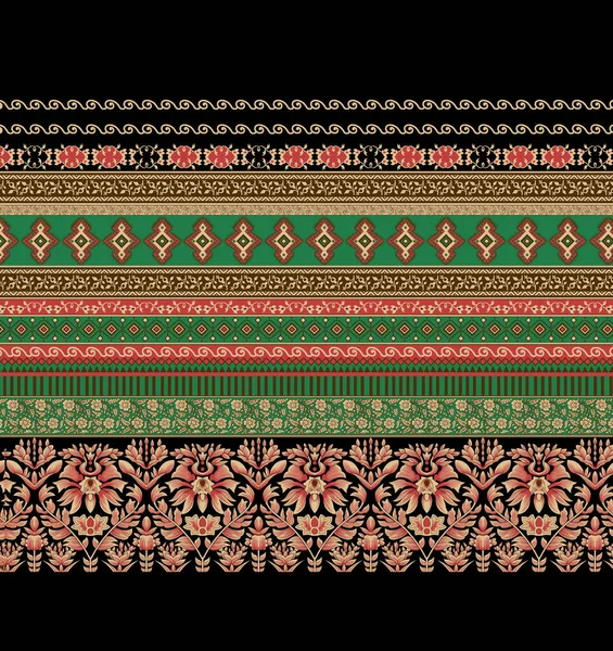 Tekstylny Wzór Cyfrowy Mughal Motyw Etniczny Ikat Wzór Ornament Wystrój — Zdjęcie stockowe
