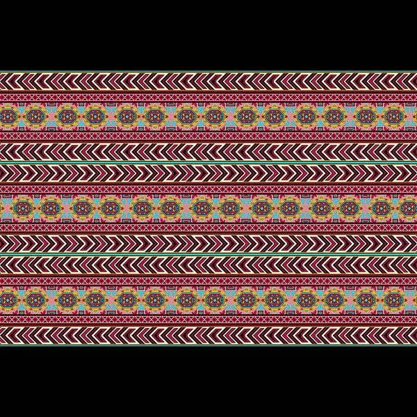 在棕色背景上美丽的蓝花无缝图案 几何东方图案传统 阿兹特克风格 地毯的设计 — 图库照片#