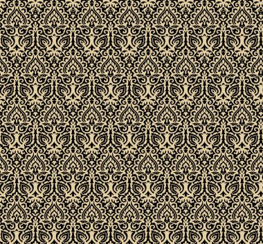 Yellow, grey and black luxury ornament seamless pattern. Traditional Turkish, Indian motifs. Great for fabric and textile, wallpaper, packaging or any desired idea.