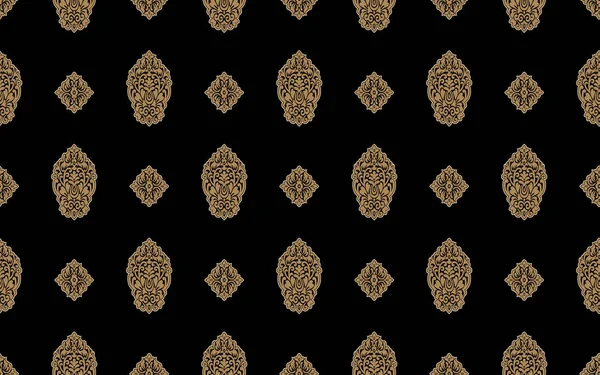 Бесшовный Рисунок Дамаска Кружевная Ткань Зеленый Желтый Орнамент Текстильные Обои — стоковое фото