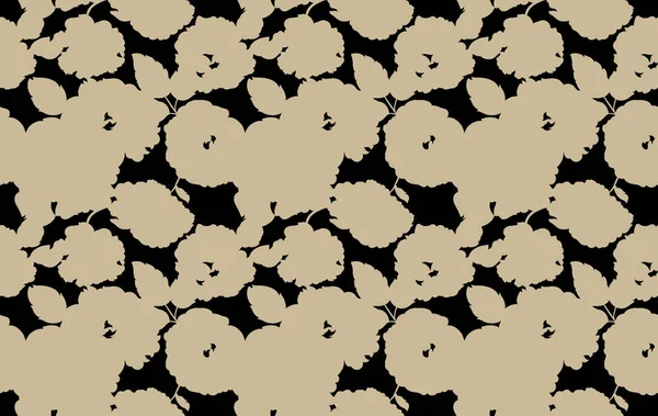 Enfärgad Blommig Sömlös Mönster Lyxig Geometrisk Bakgrund Med Stora Blommor — Stockfoto