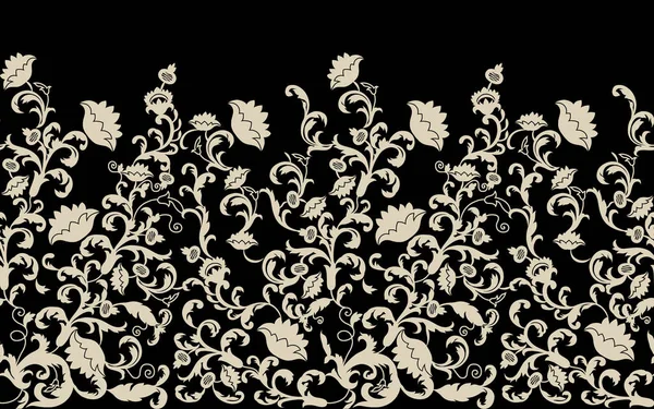 花のヴィンテージスクロールバロックビクトリア朝のフレームの境界ユリ牡丹の花の装飾葉は レトロなパターンの装飾デザインの入れ墨を刻ま黒と白のFiligree書道 — ストック写真