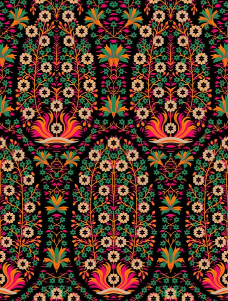 Wzór Damask Kwiatami Motywami Rocznika Gobelin Idealne Tło Dla Tekstyliów — Zdjęcie stockowe