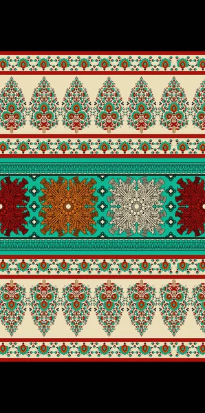 Текстильный Цифровой Дизайн Могольский Мотив Ikat Этнический Набор Дамаска Узор — стоковое фото