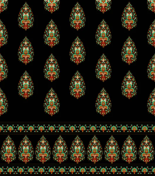 Ethnic Motif Mughal Art Flowe Banch Baroque Motif Textile Digital — Foto de Stock