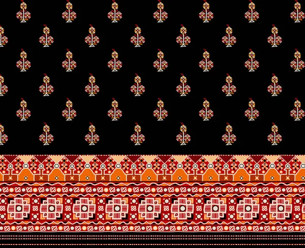 Digital Mughal Design Textile Digital Motif Pattern Ornament Ethnic Ikat — Stockfoto