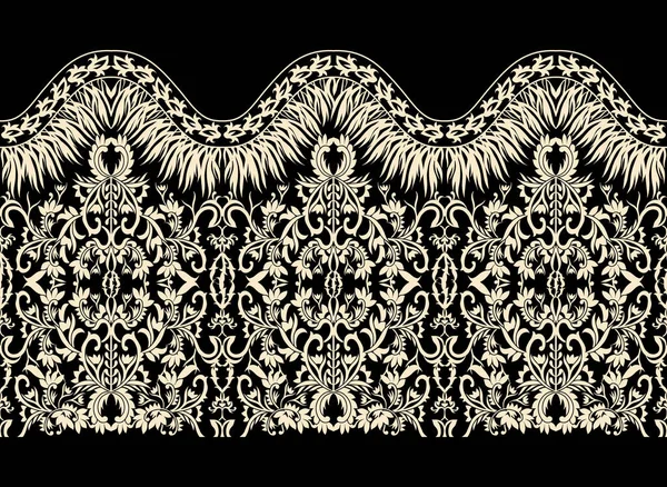 Diseño Borde Tela Textil Con Hermoso Pájaro Sentado Árbol —  Fotos de Stock