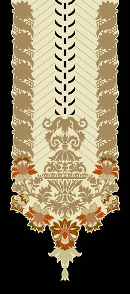 Textile Digital Design Motif Pattern Decor Border Mughal Paisley Abstract — ストック写真