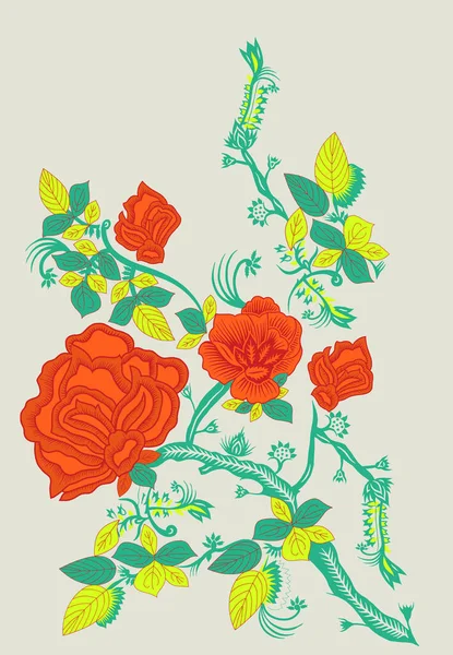Klasik Botanik Çizimler Renkli Çiçekler Bitkiler Klasik Sanat Çiçekleri Demeti — Stok fotoğraf