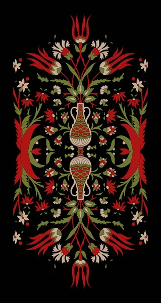 Beautiful Hand Drawn Floral Pertain Carpet Coloured Background — Foto de Stock