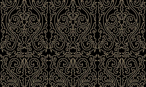 黒を基調としたペイズリー模様をアローバー 伝統的なシームレスなインドのダマスクパターン — ストック写真