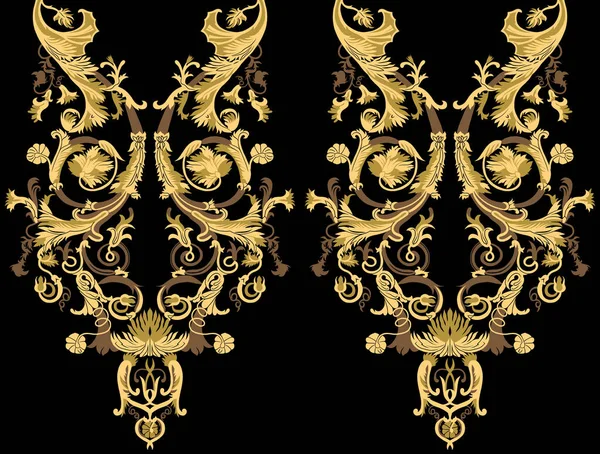Textilní Digitální Ikat Etnický Design Sada Damasků Ohraničení Barokní Vzor — Stock fotografie