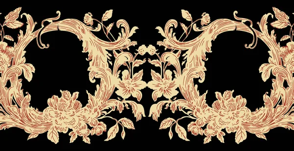 Vintage Baroque Victorian frame border floral ornament leaf scroll engraved retro flower pattern decorative design tattoo black and white Japanese filigree calligraphic heraldic swirl