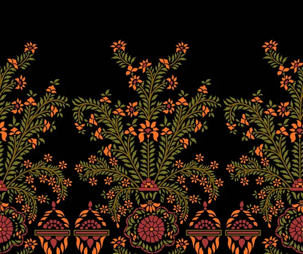 Piękny Ręcznie Rysowane Tekstylne Kolor Pełne Granice Rysunku — Zdjęcie stockowe